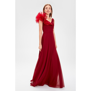 Trendyol Evening Dress With Burgundy Collar Accessory