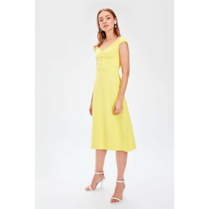 Trendyol Yellow Carmen Collar Dress