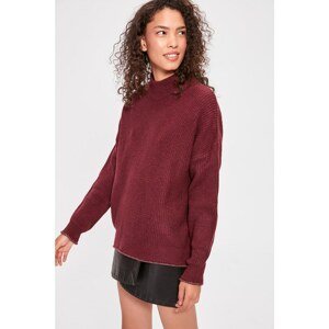 Trendyol Burgundy Sim Detailed Knitwear Sweater
