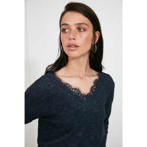 Trendyol Navy Blue Lace Knitted Blouse
