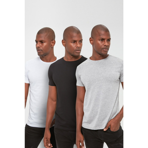 Trendyol Multicolor Men's Basic 100% Cotton Slim Fit 3-Pack Short Sleeve Crew Neck T-Shirt