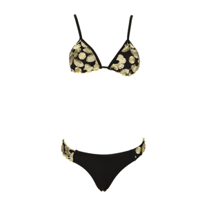 Trendyol Black Flower Applique Bikini Set