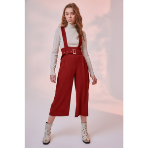 Trendyol Tile Belt Slim Fitilli Velvet Jumpsuit