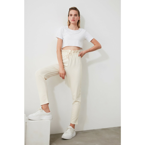 Trendyol White Paperbag Knitted Tracksuit bottom