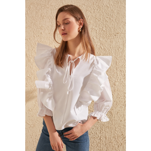 Trendyol White Frill Detailed Blouse