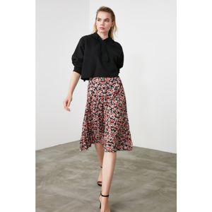 Trendyol Black Flower Patterned Pylon Skirt