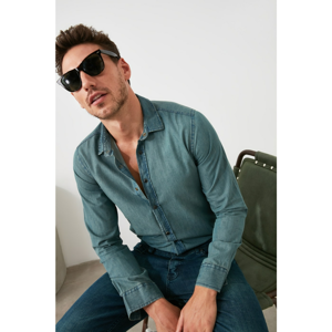 Trendyol Anthracite Men Thin Basic Denim Shirt