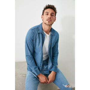 Trendyol Indigo Men Thin Basic Denim Shirt