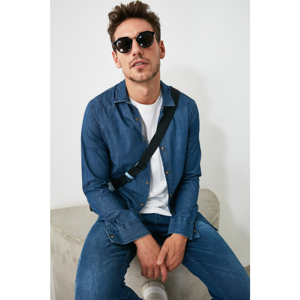 Trendyol Navy Men Slim Basic Denim Shirt