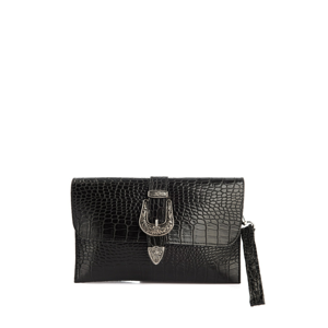 Trendyol Black Kroko Women's Portfolio & Clutch Bag