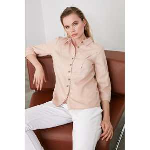 Trendyol Stone Color Clipping Bone Button Shirt