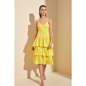 Trendyol Yellow Textured Back Detailed Dress