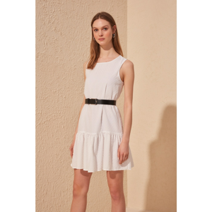 Trendyol White Arched Textured Fabric Dress