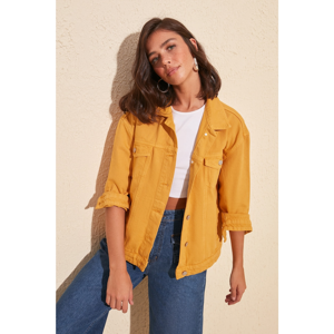 Mustard Women's Loose Denim Jacket Trendyol - Women