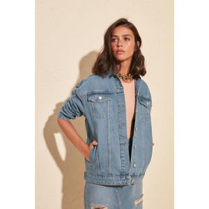 Trendyol Blue Vintage WashDenim Jacket