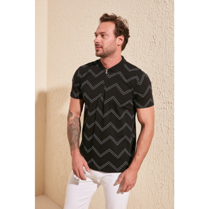Trendyol Black Men Zipper Detailed Polo Collar T-Shirt