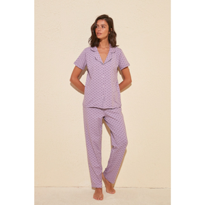 Trendyol Lila Patterned Knitted Pyjamas Set