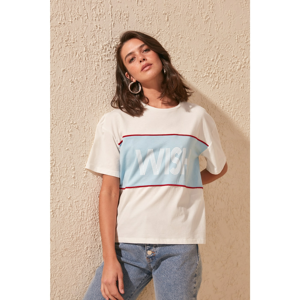 Trendyol White Printed Semi-fitted Knitted T-Shirt
