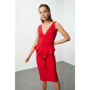 Trendyol Red Flywheel Detailed Dress