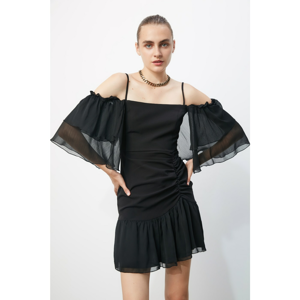 Trendyol Black Drape Detailed Dress