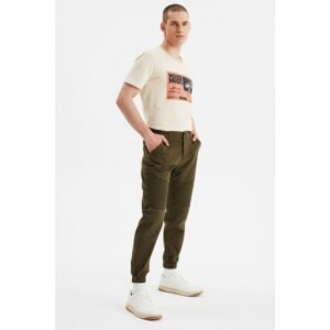 Trendyol Khaki Men's Ribbed Slim Fit Jogger Trousers