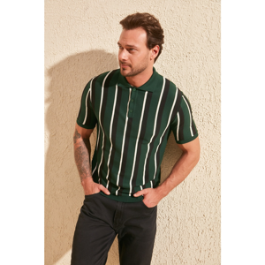 Trendyol Green Men Polo Collar Striped Tirko Polo Collar T-Shirt