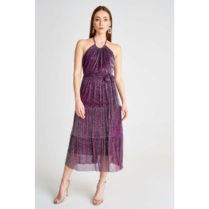 Trendyol Purple Sparkling Belt Detailed Dress
