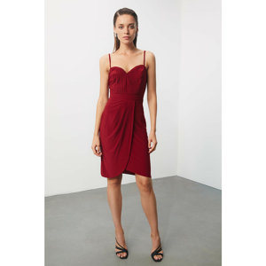 Trendyol Burgundy Ribbed Detailed Dress