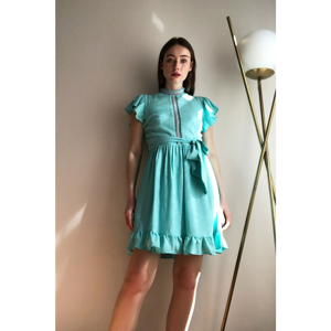 Trendyol Mint Belted Volli Lace Detailed Dress