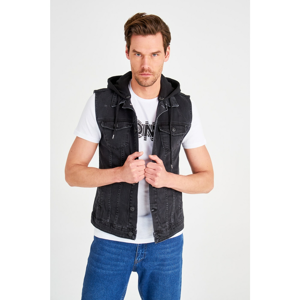 Trendyol Black Men Knitted Hooded Vest