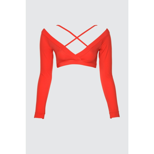 Trendyol Red Long Sleeve Bikini Top