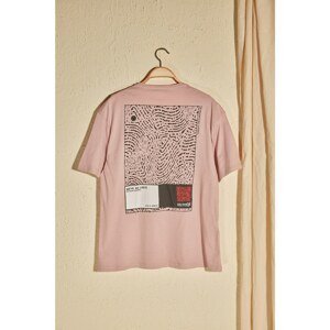 Trendyol Dried Rose Men's Oversize Fit Back Printed T-Shirt