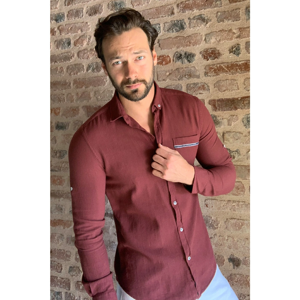 Trendyol Bordeaux Male Textured Single Pocket Slim Fit Shirt