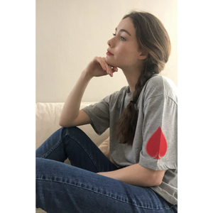 Trendyol Loose Mold Knitted T-Shirt WITH Grey Embroidery