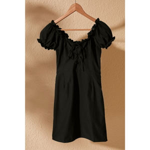 Trendyol Black Tie Detailed Poplin Dress