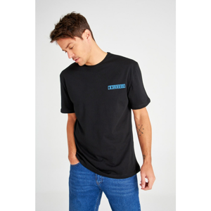 Trendyol Men's Black Wide-Fit Crew Neck Short Sleeve Printed T-Shirt