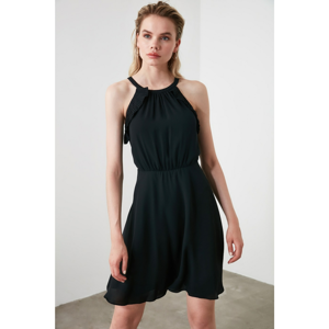 Trendyol Black Halter Neck Line Frilled Dress