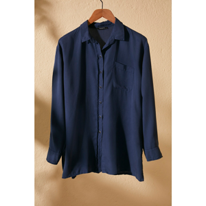 Trendyol Navy Blue Oversize Lyocell Denim Shirt
