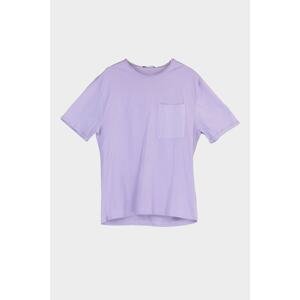 Trendyol Lilac Men Oversized Crew Neck Short Sleeved Plain 100% Cotton T-Shirt with Pockets