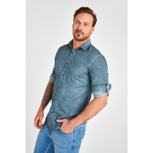 Trendyol Oil Men's Button Collar Oil Wash Slim Fit Shirt