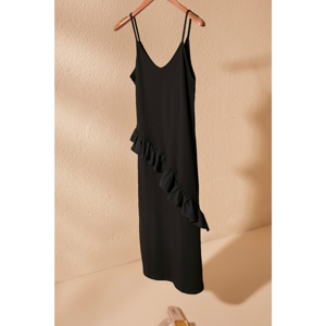 Trendyol Black Strappy Midi Knitted Dress