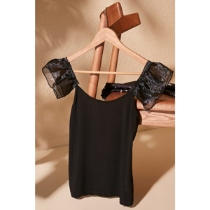 Trendyol Black Organza Sleeve Detailed Blouse