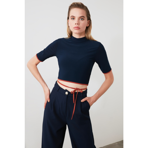 Trendyol Navy Blue Lacing Detailed Knitted Blouse