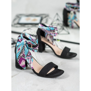EVENTO SUEDE SANDALS WITH COLORFUL RIBBON
