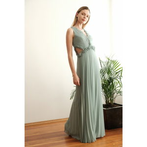 Trendyol Mint Neck Detail Evening Dress & Graduation Dress