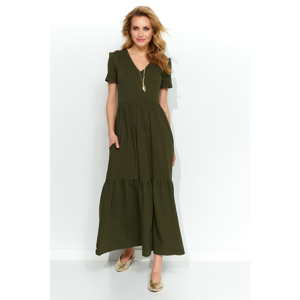 Makadamia Woman's Dress M549 Khaki