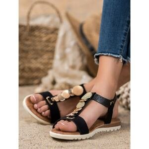EVENTO BLACK SANDALS WITH ORNAMENTS