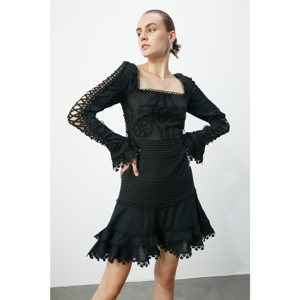 Trendyol Black Rib Bed Detail Dress