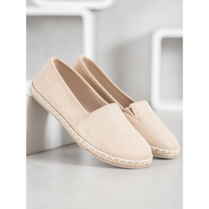 SHELOVET BEIGE ESPADRILLES WITH GLITTER