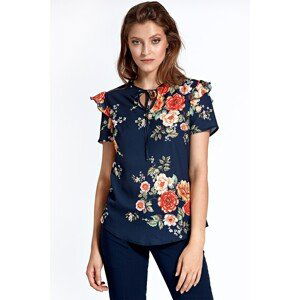 Colett Woman's Blouse Cb21 Flowers Navy Blue